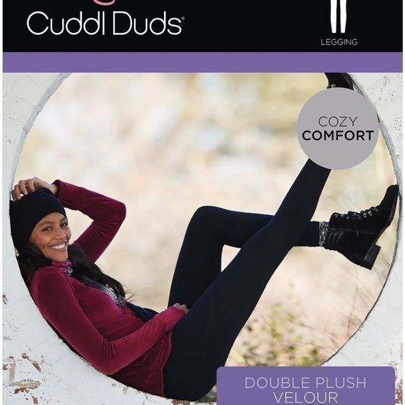 Cuddl Duds ribbed Double Plush Velour Legging eggplant XS New - Picture 5 of 9